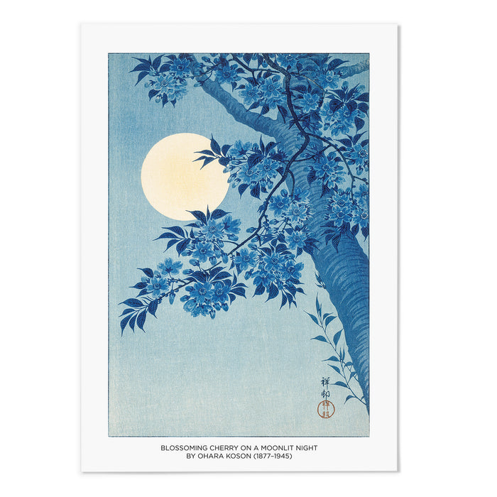 Blossoming Cherry On A Moonlit Light Text Version
