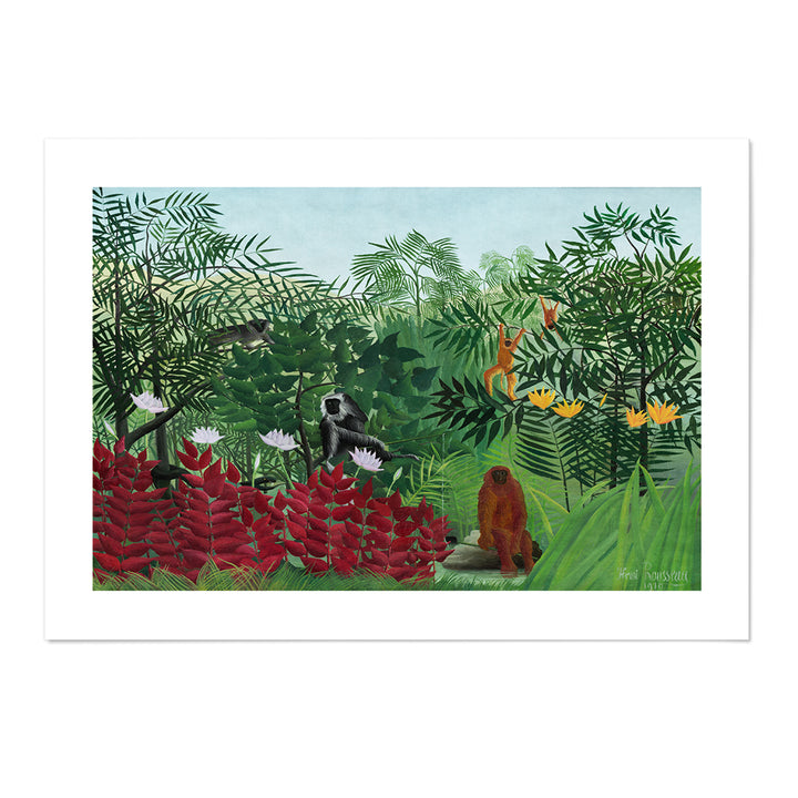 Tropical Forest with Monkeys Art Print