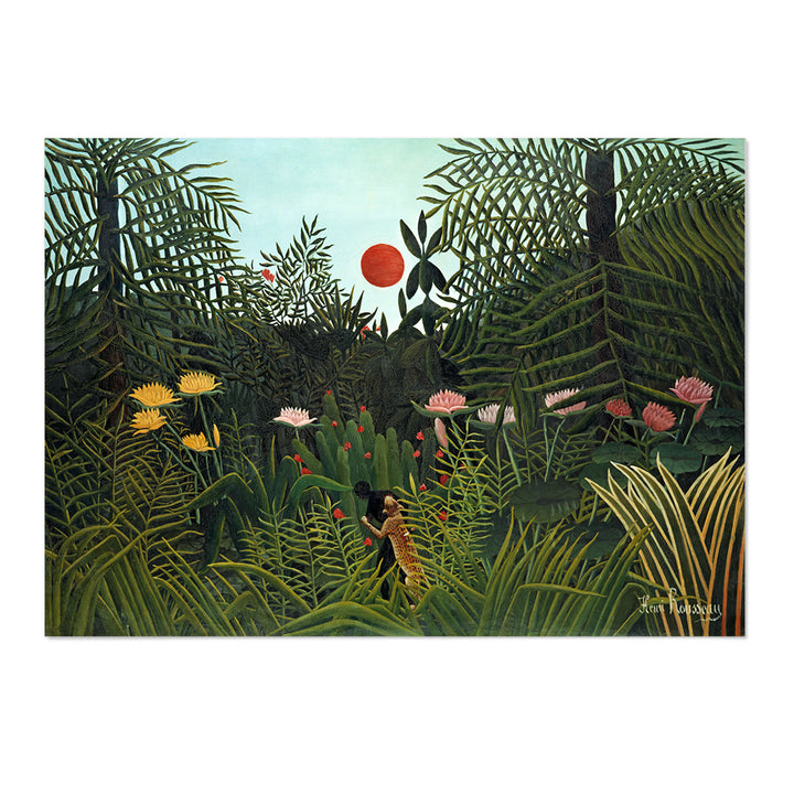 Virgin Forest With Sunset Art Print