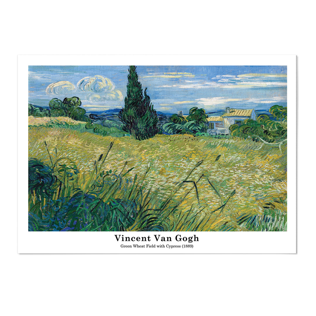 Green Wheat Field with Cypress Art Print