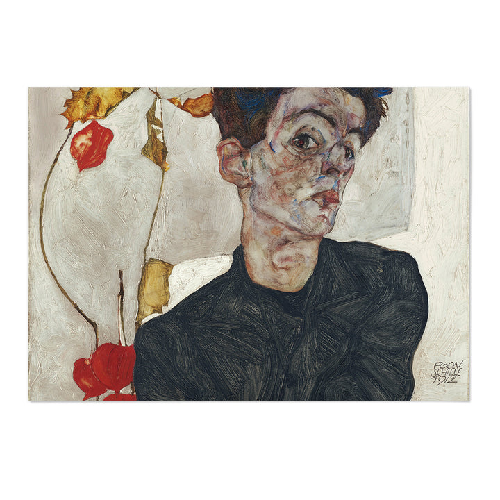 Egon Schiele's Self-Portrait with Physalis Art Print