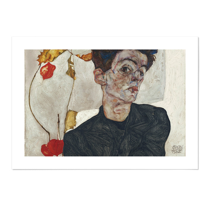 Egon Schiele's Self-Portrait with Physalis Art Print