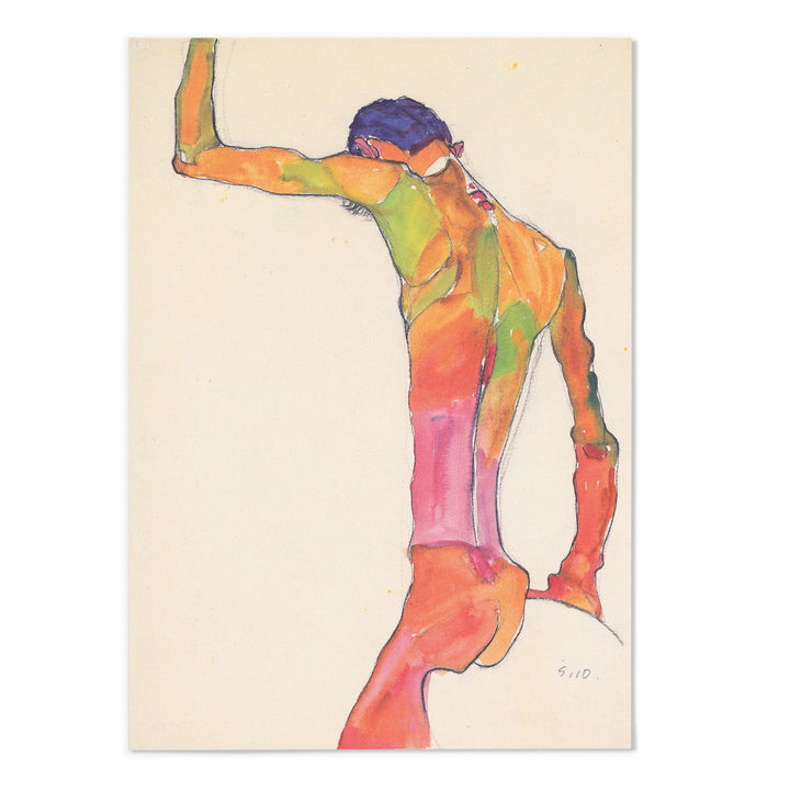 Egon Schiele Male with raised hands Art Print