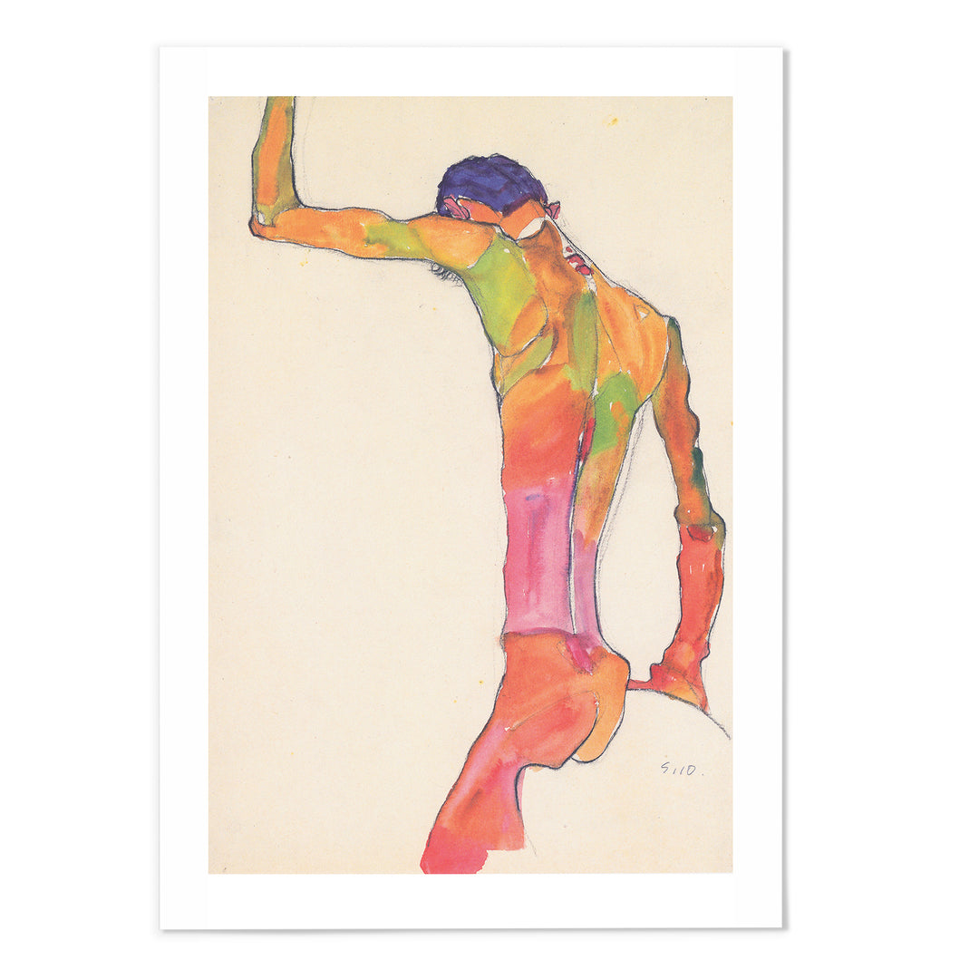 Egon Schiele Male with raised hands Art Print