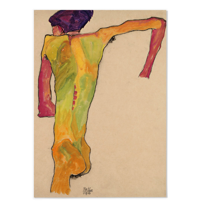 Egon Schiele Male Propping Himself Up Art Print