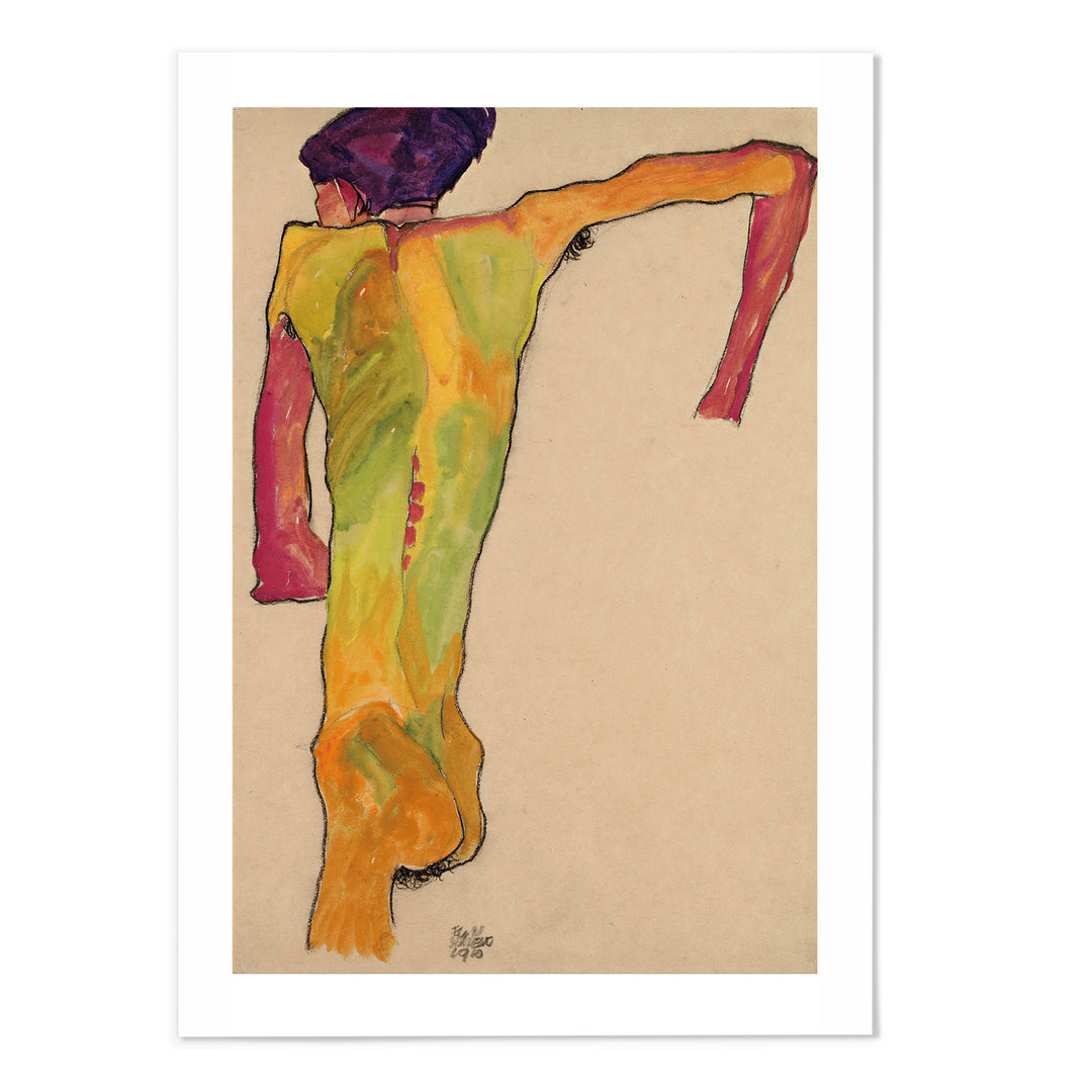 Egon Schiele Male Propping Himself Up Art Print