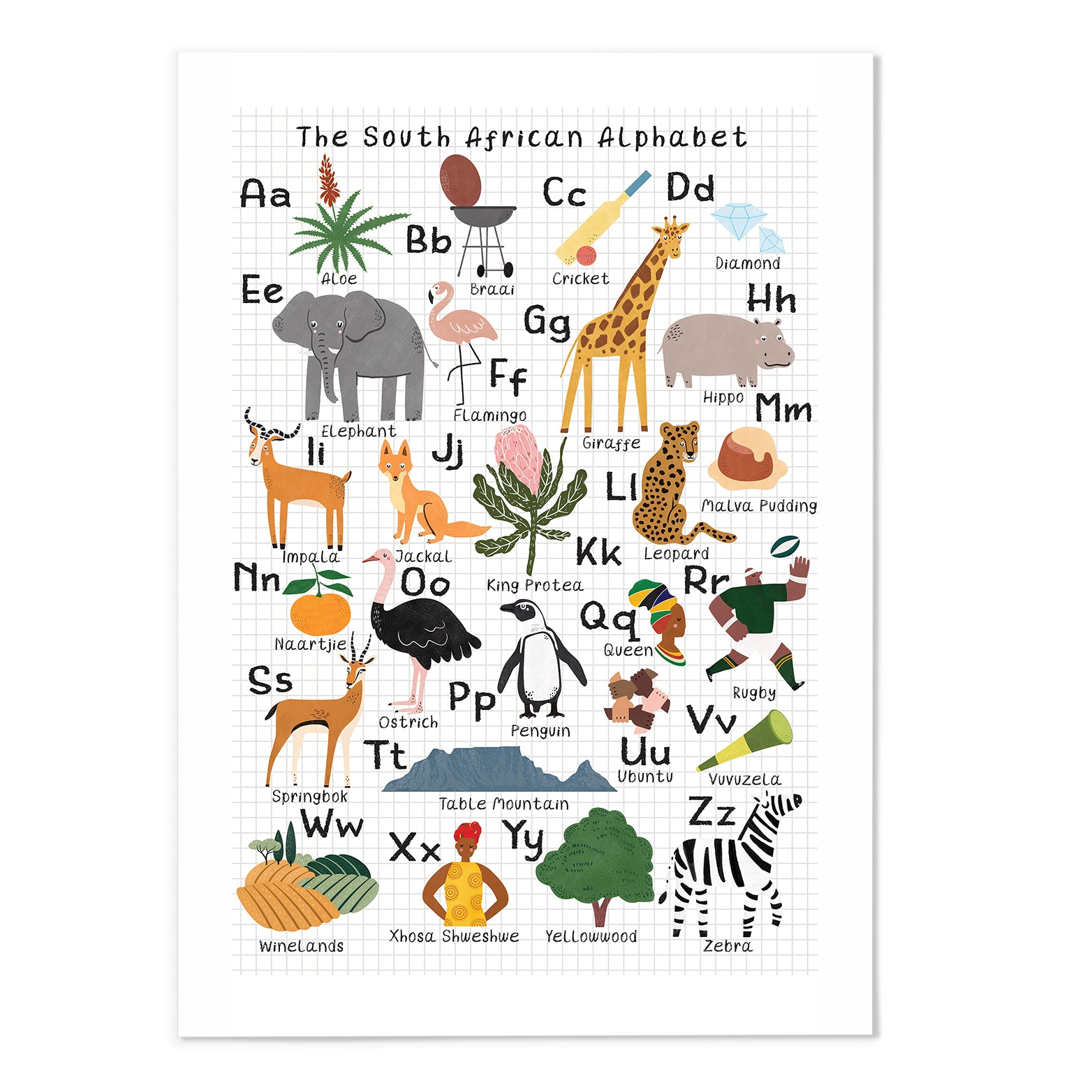 The South African Alphabet Art Print