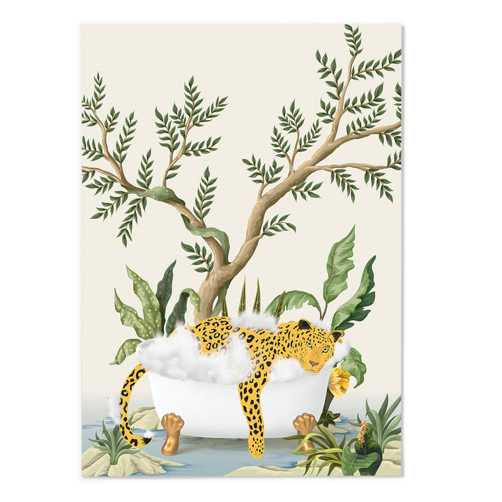 Leopard Jungle Bathing Art Print