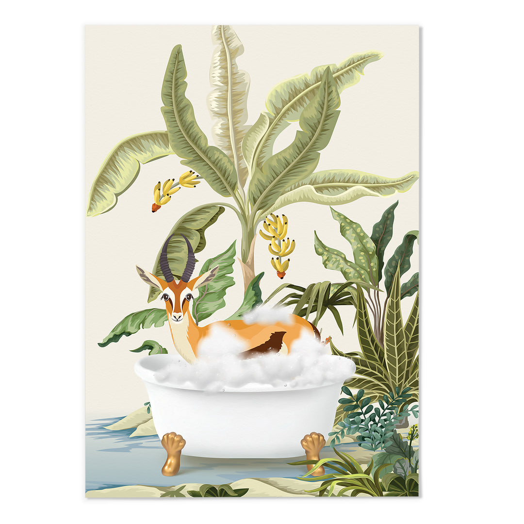 Springbok Jungle Bathing Art Print