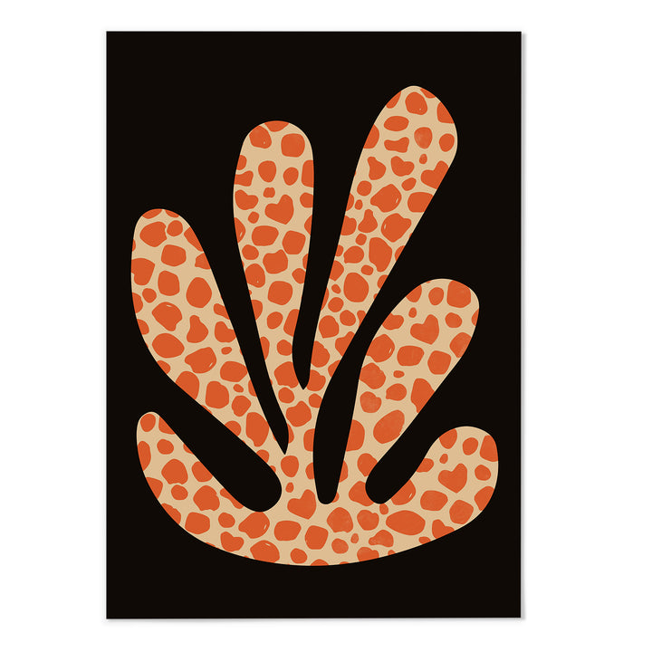 Black Orange Dot Coral Art Print