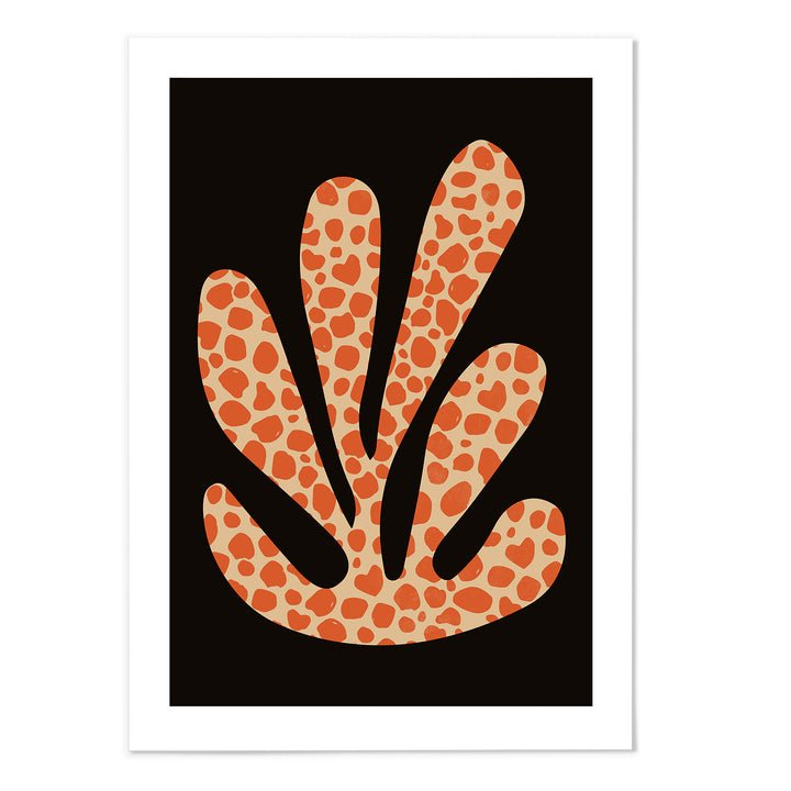 Black Orange Dot Coral Art Print