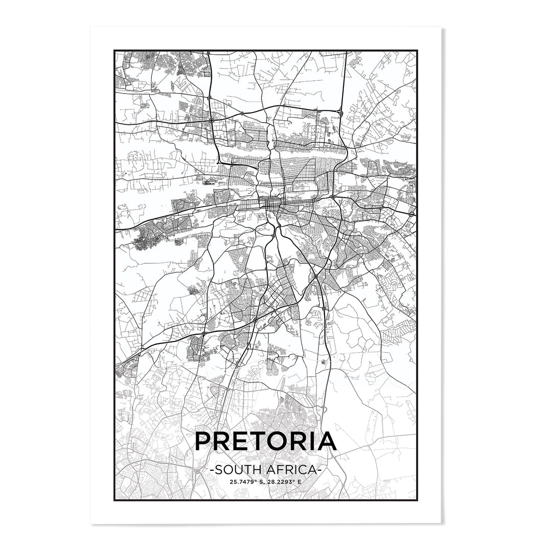 Pretoria City Map Art Print - MJ Design Studio