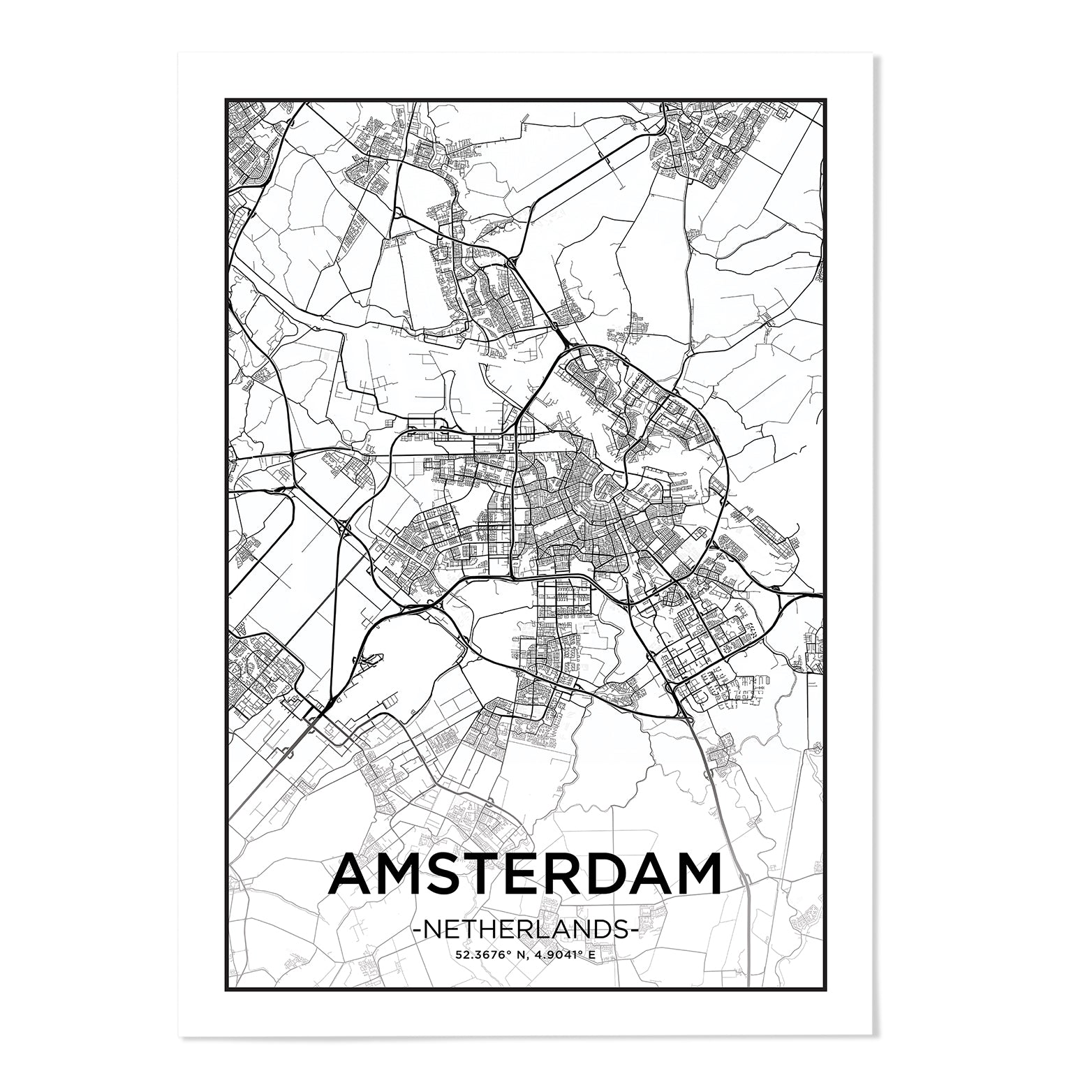 Amsterdam City Map Art Print - MJ Design Studio
