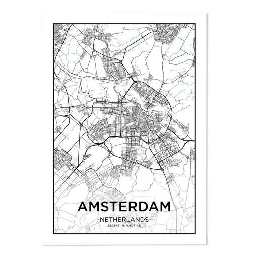 Amsterdam City Map Art Print - MJ Design Studio