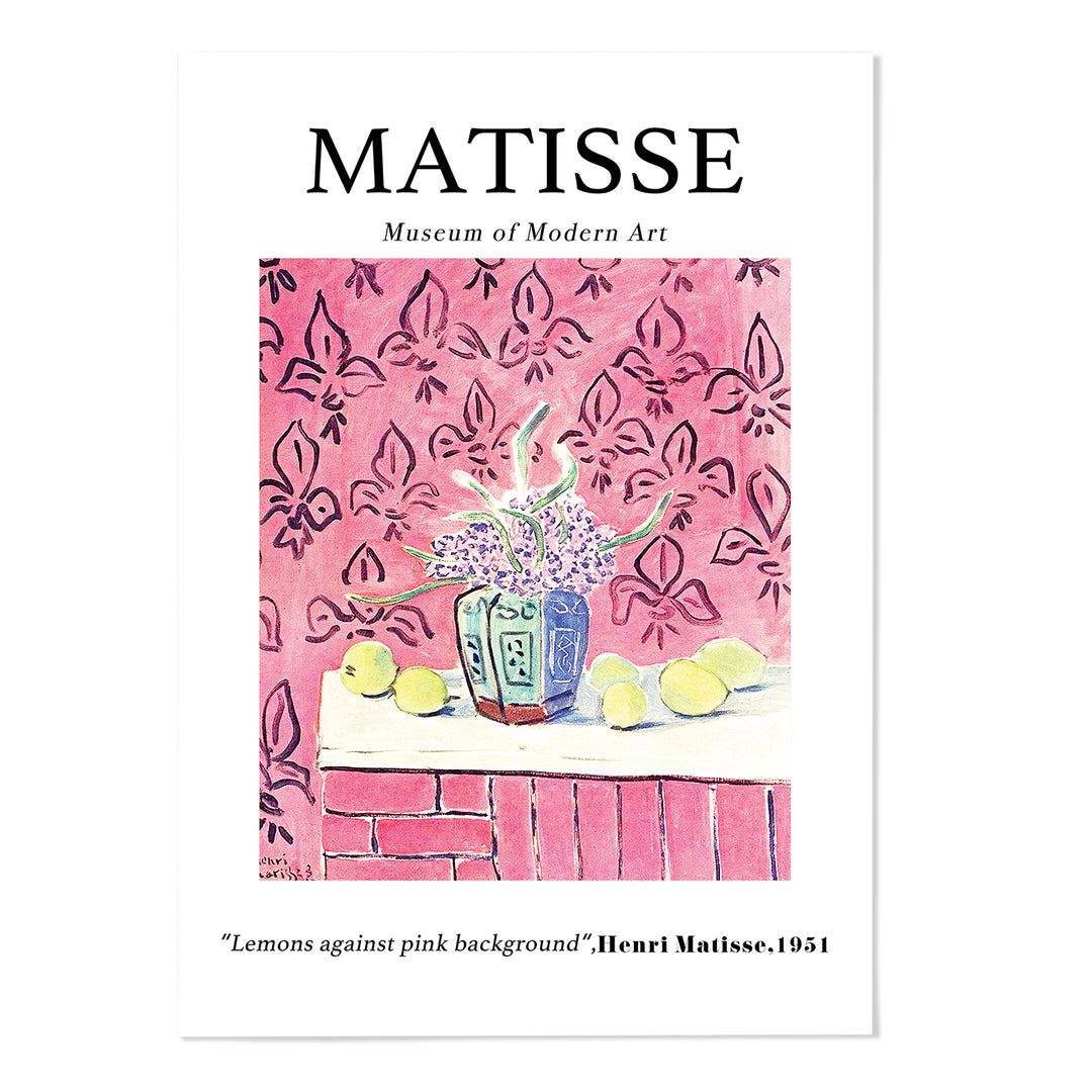 Matisse Lemons against Pink Background Art Print - MJ Design Studio