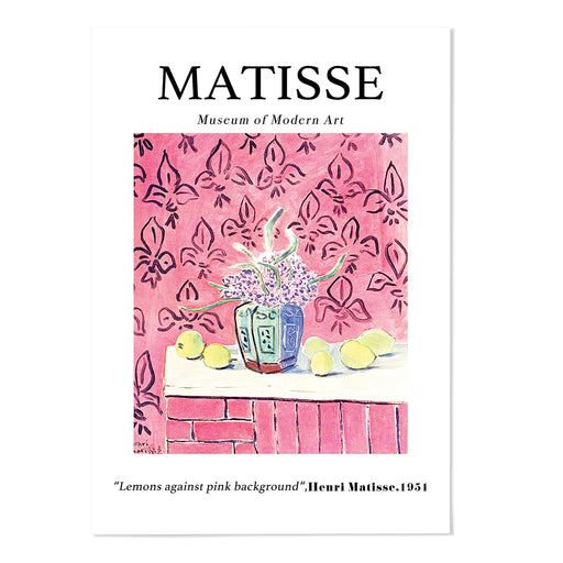 Matisse Lemons against Pink Background Art Print - MJ Design Studio
