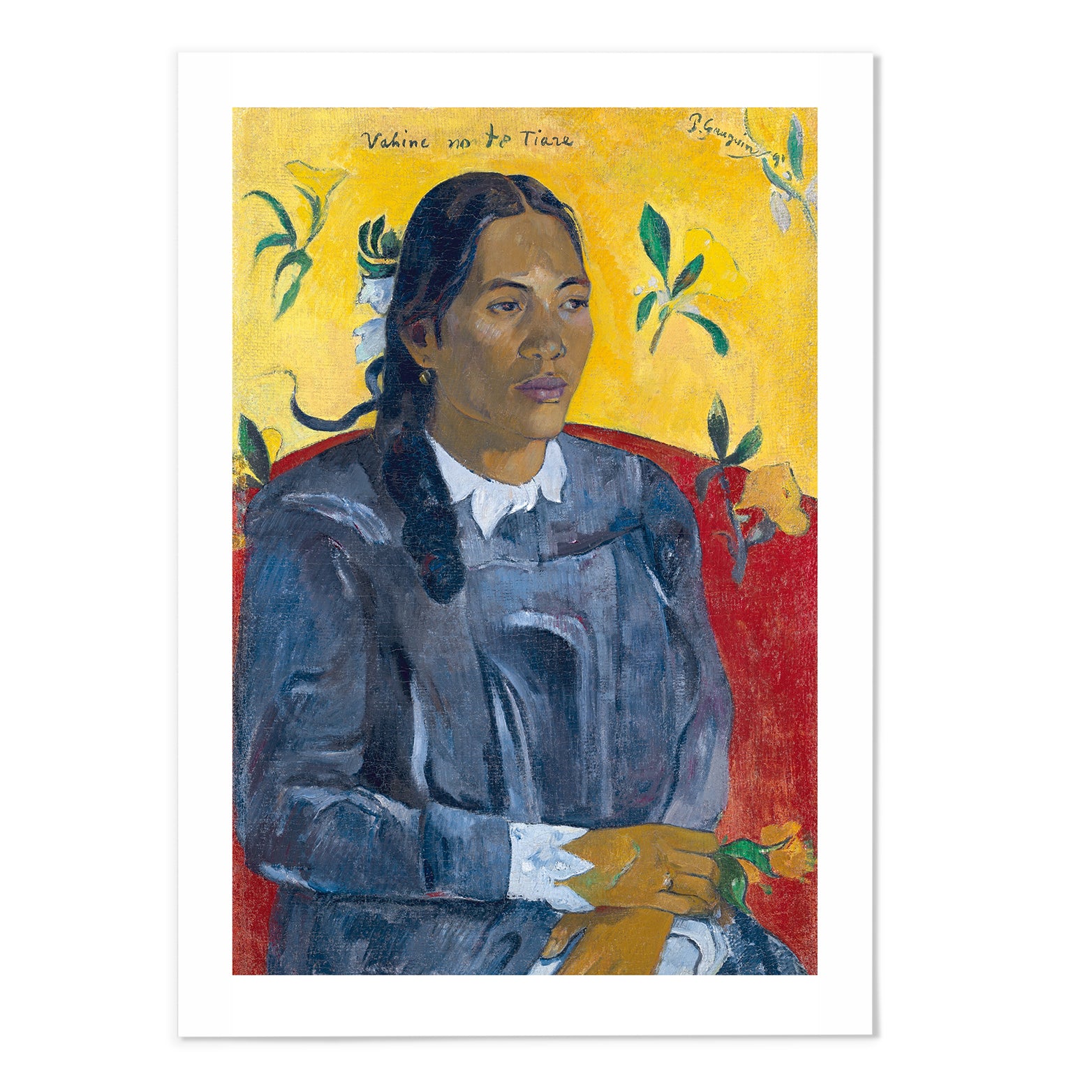 Tahitian Woman with a Flower Gauguin Art Print