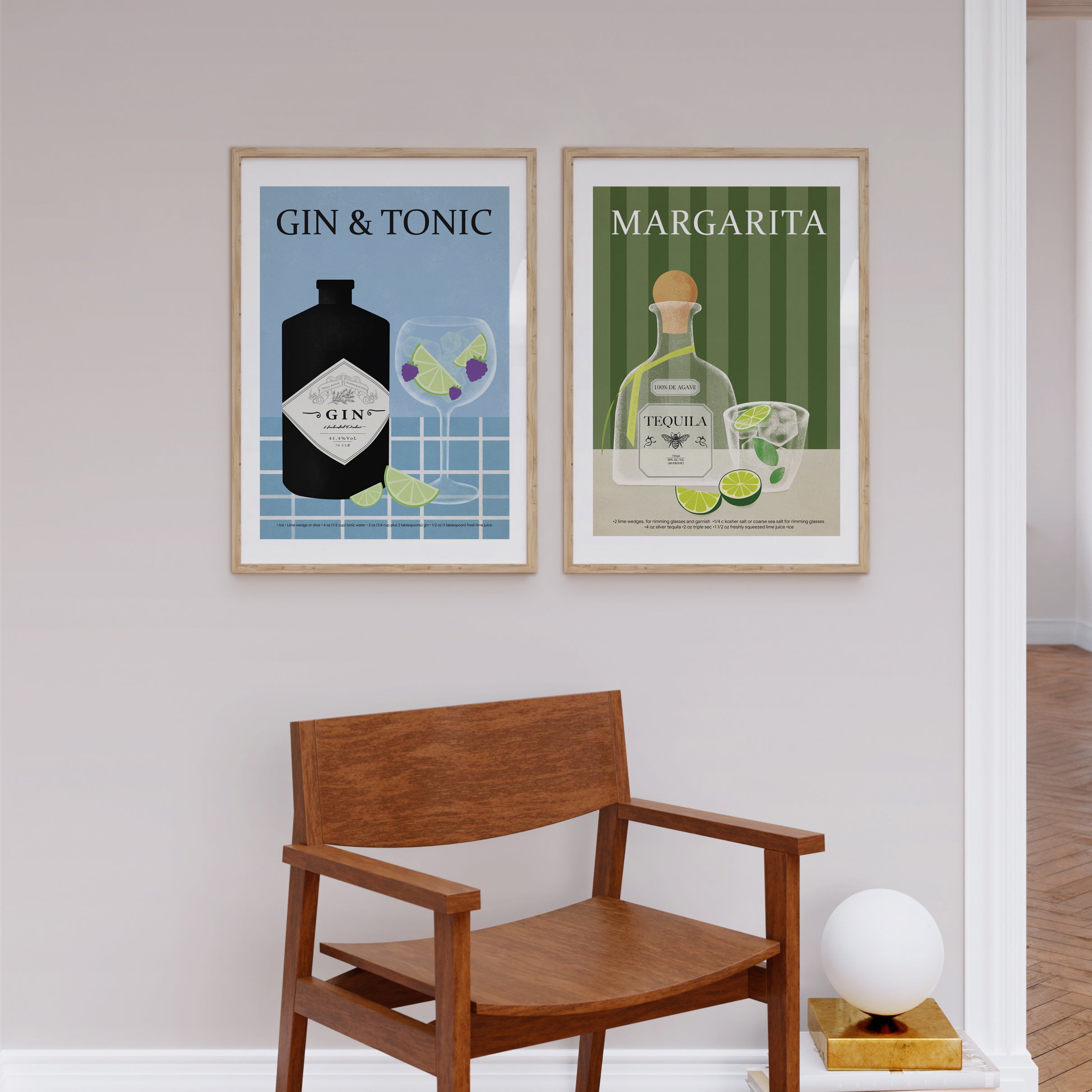 Vintage Cocktail Gallery Wall Art Set