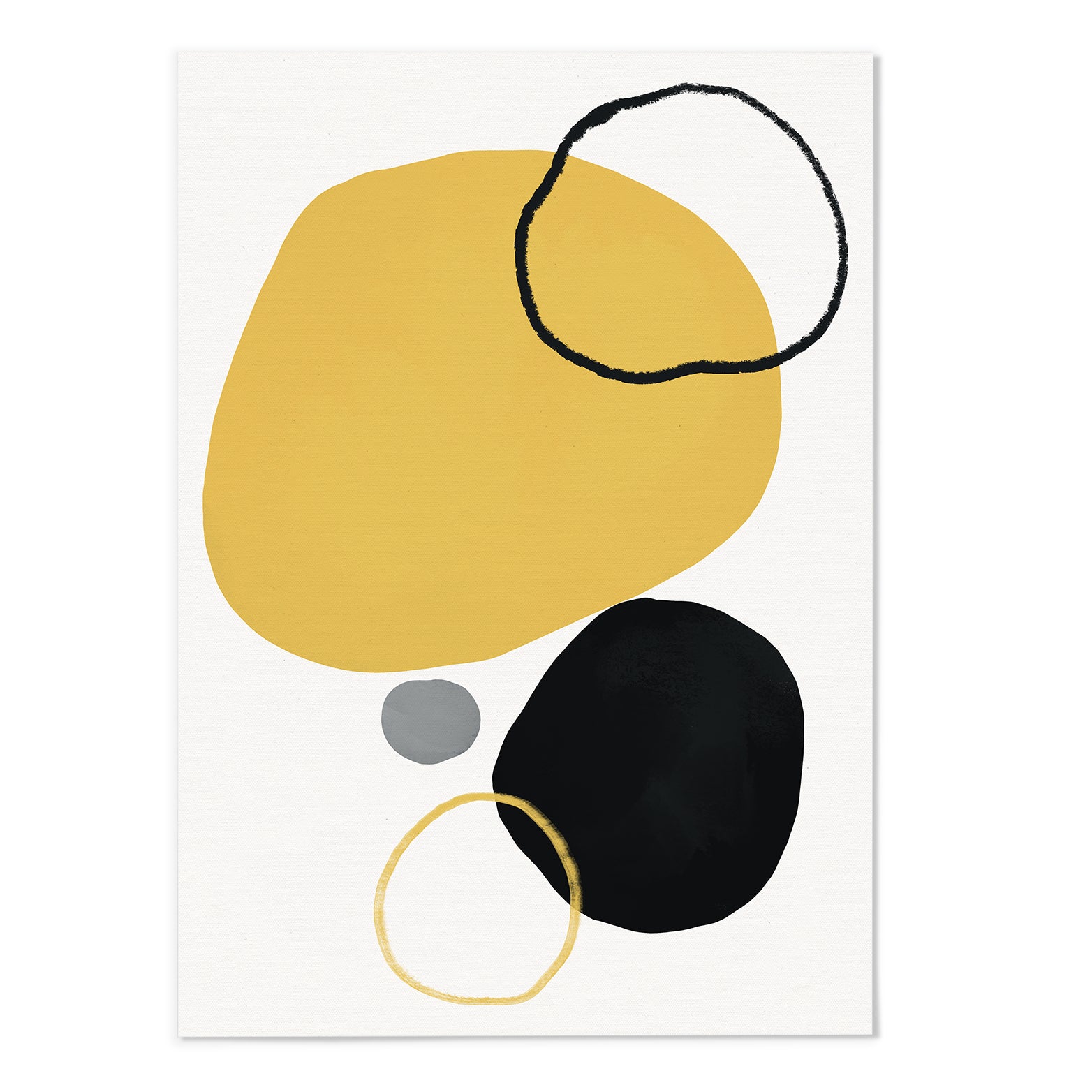 Yellow Black Circle Art Print