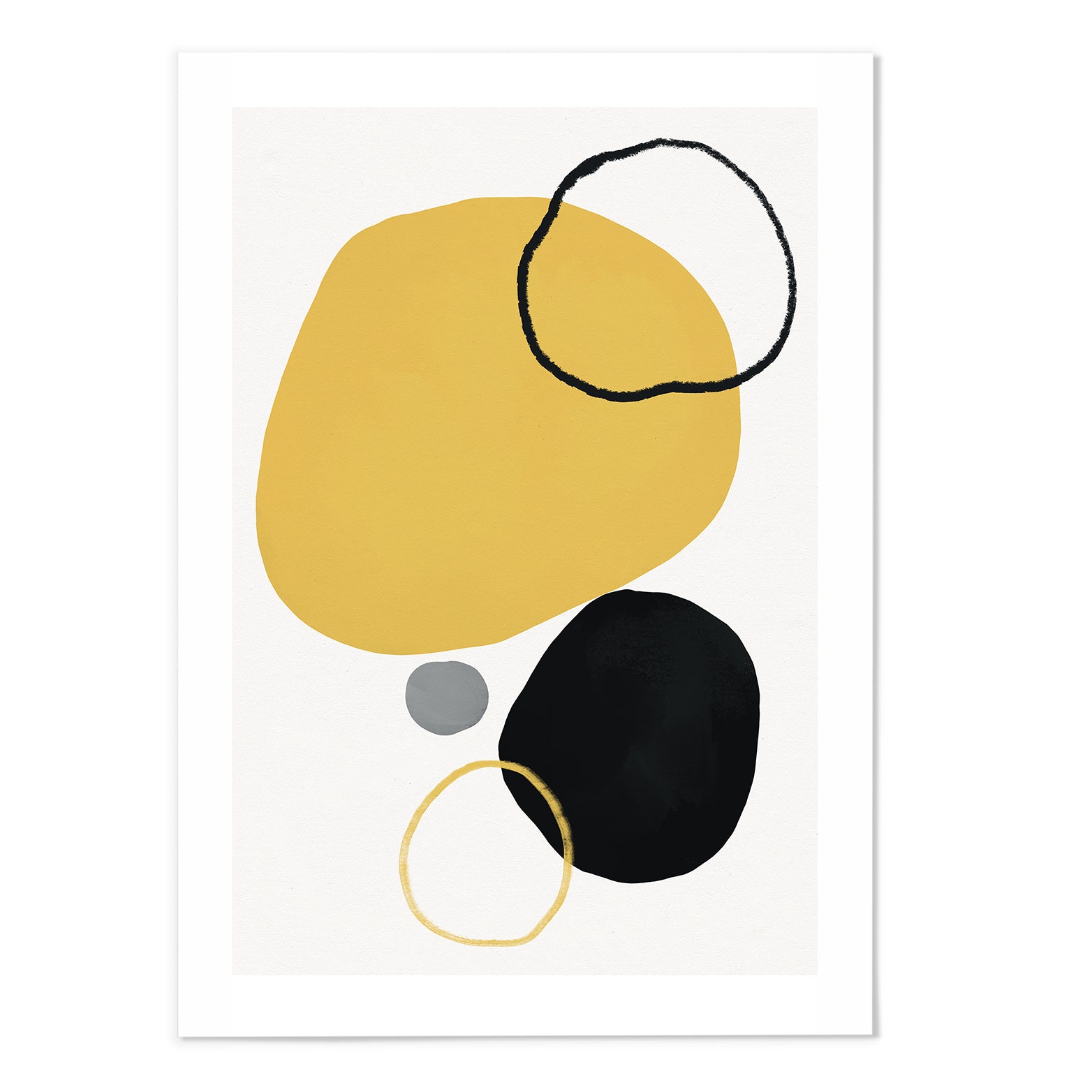 Yellow Black Circle Art Print