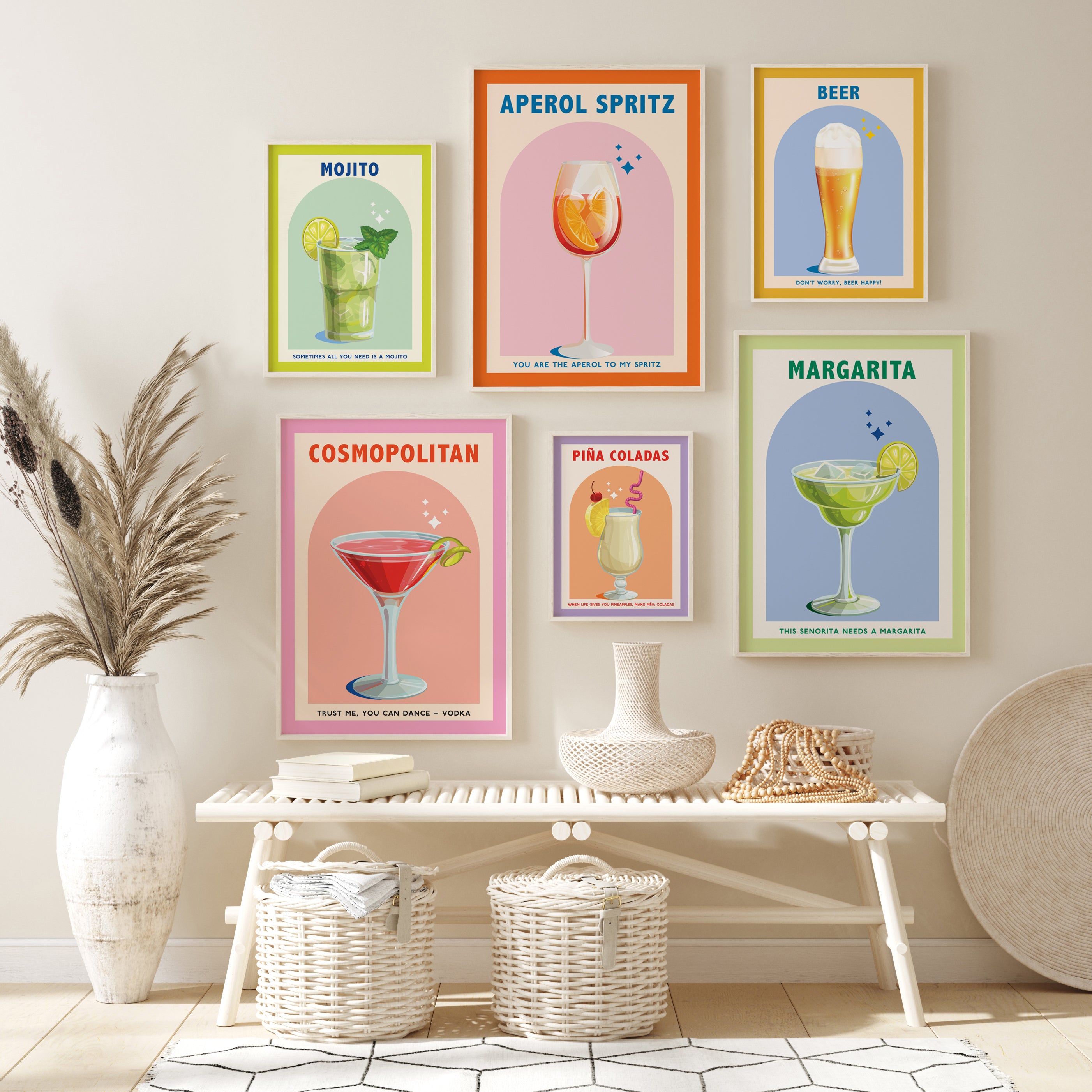 Rainbow Drinks Gallery Wall Art Set