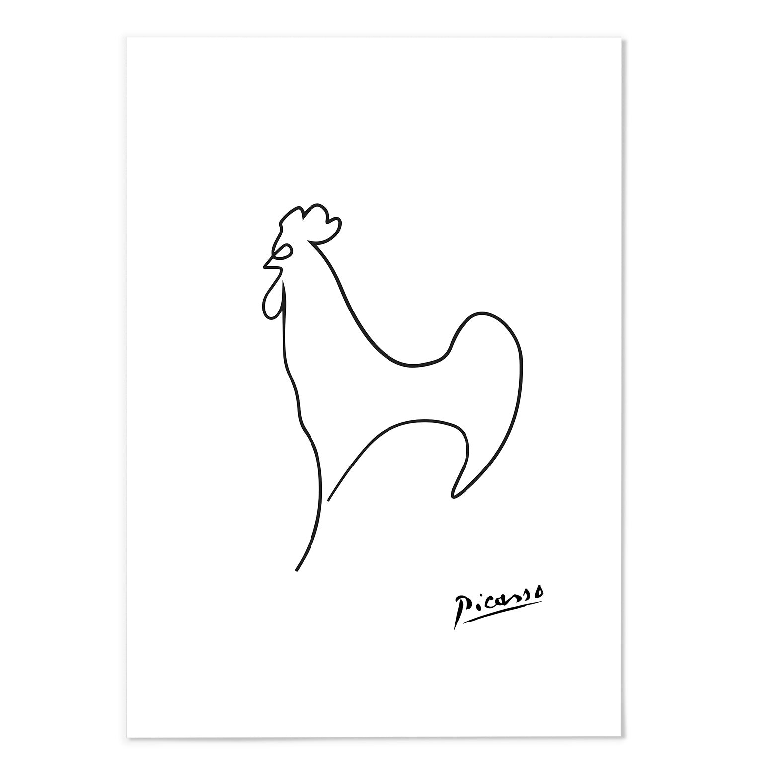 Picasso Cockster Line Sketch Art Print - MJ Design Studio