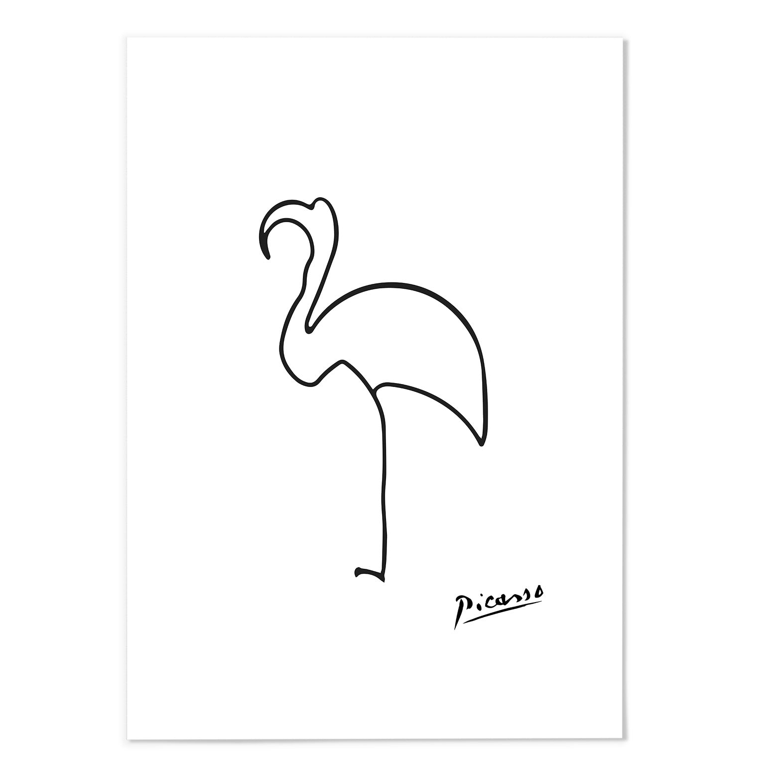 Picasso Flamingo Line Sketch Art Print - MJ Design Studio