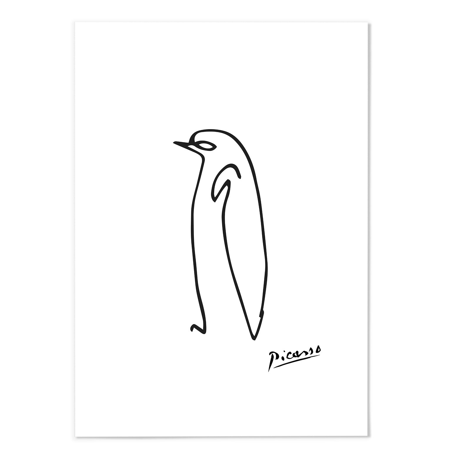 Picasso Penguin Line Sketch Art Print - MJ Design Studio