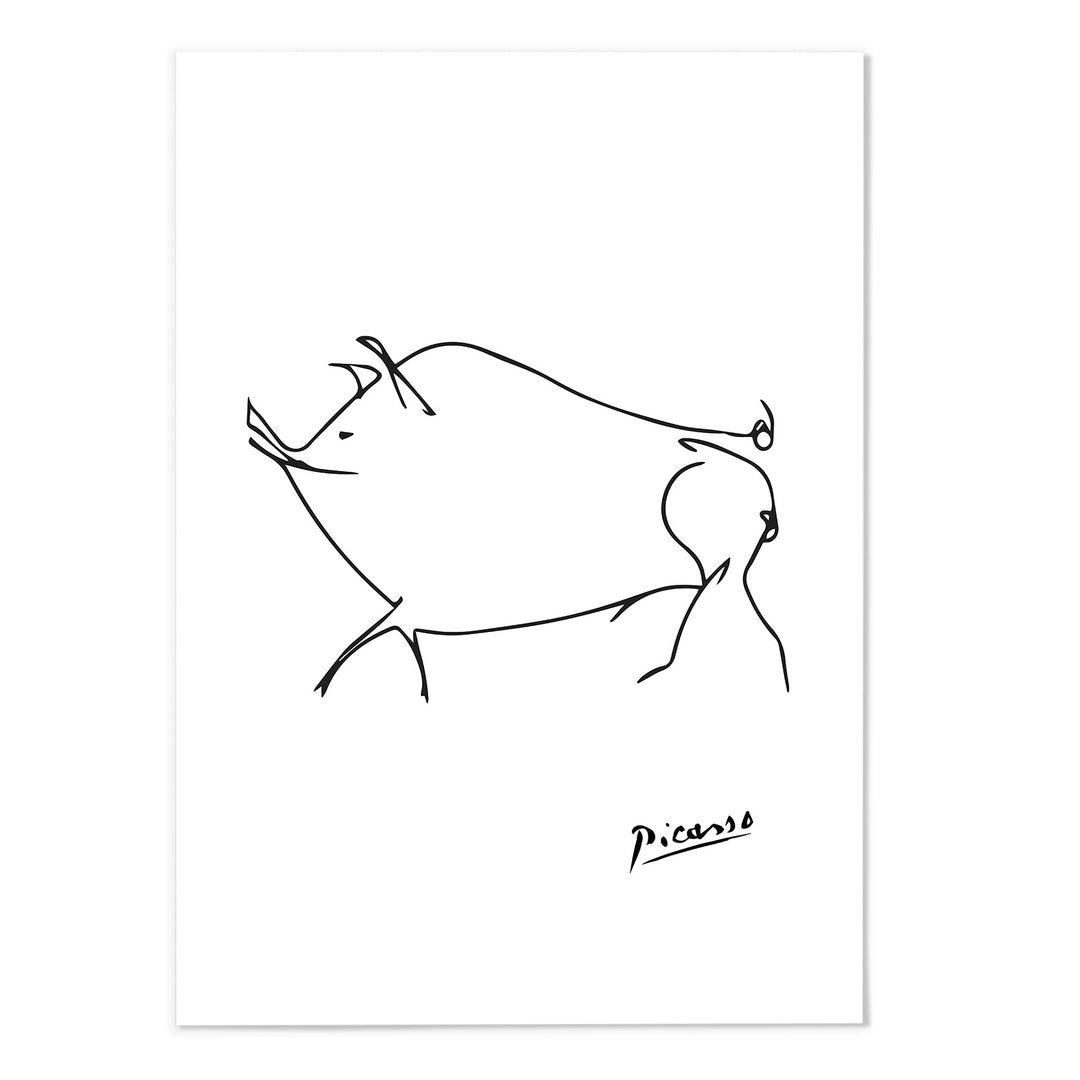Picasso Pig Line Sketch Art Print - MJ Design Studio
