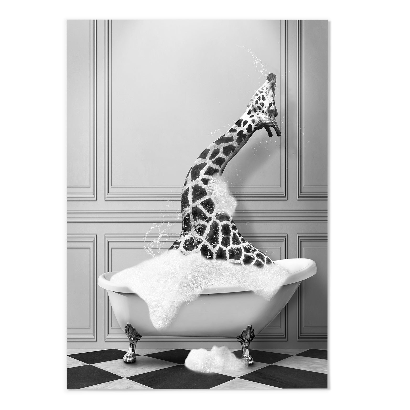 Giraffe Bathing  Art Print
