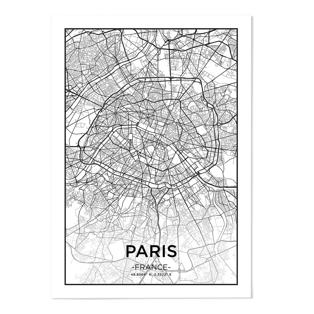 Paris City Map Art Print - MJ Design Studio