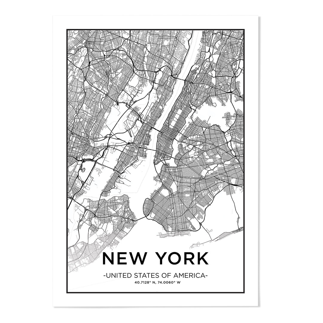 New York City Map Art Print - MJ Design Studio